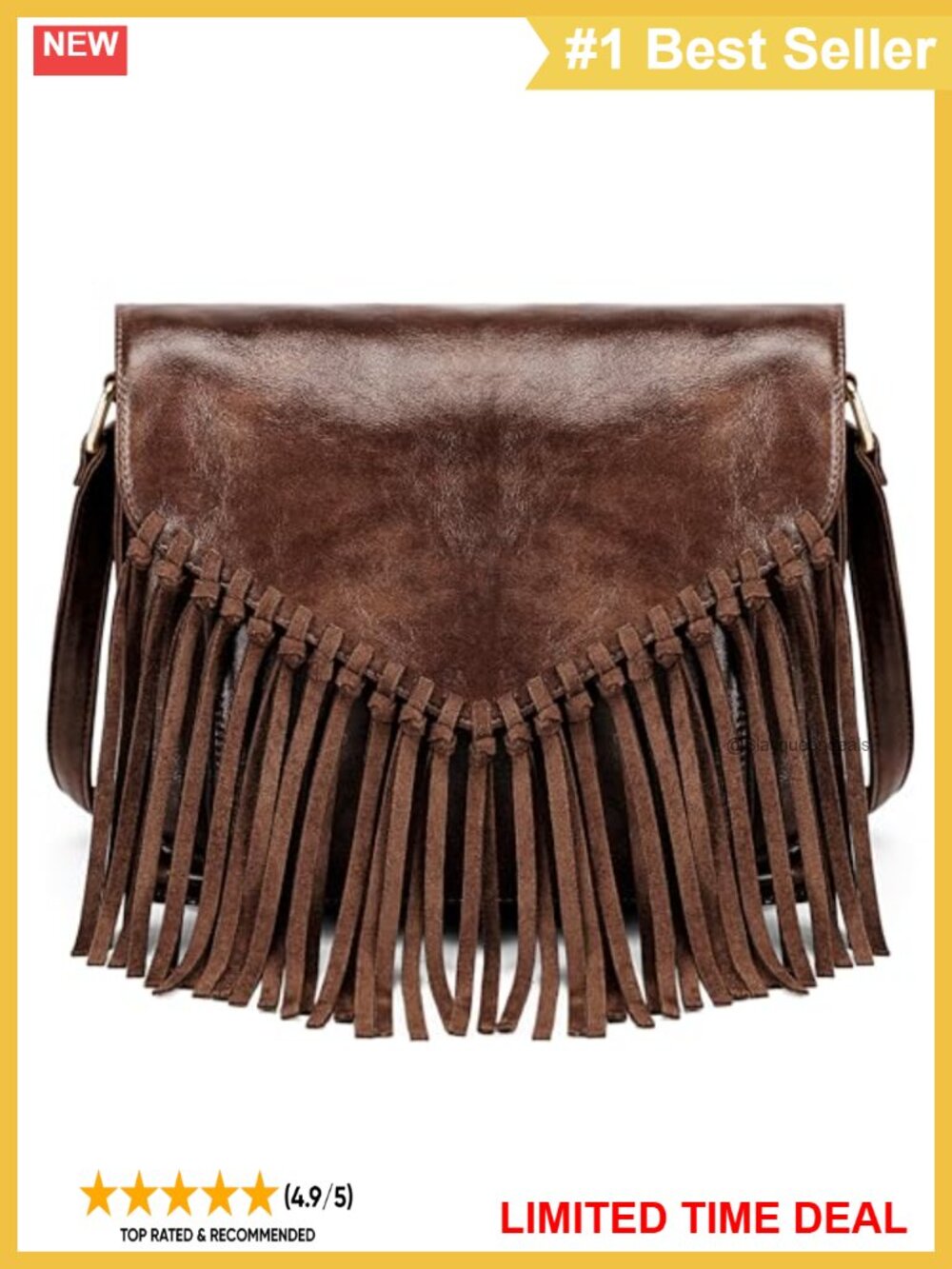 Fringe Crossbody Bag Vegan Leather Tassel Western Purse